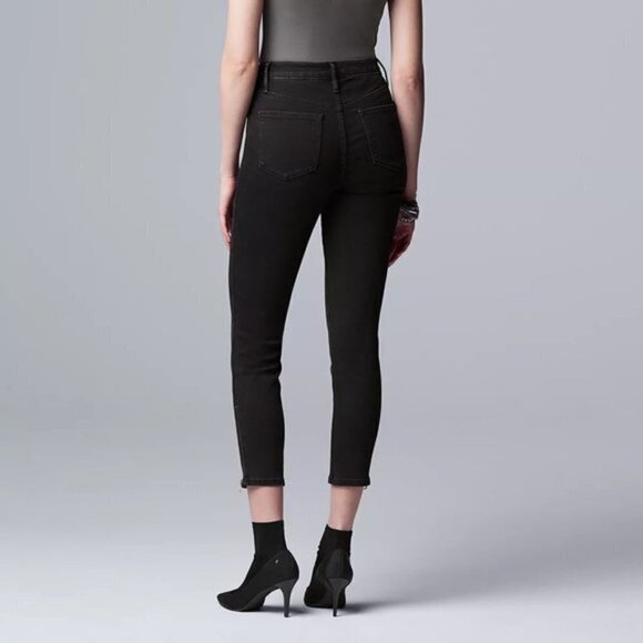 Simply Vera Wang Womens Black High Rise Crop Ankle ZipperSkinny Jeans Sz 10 New - Picture 9 of 11